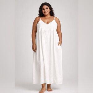 White Flowy Maxi Dress – Size XL – Lightweight & Perfect for Spring/Summer